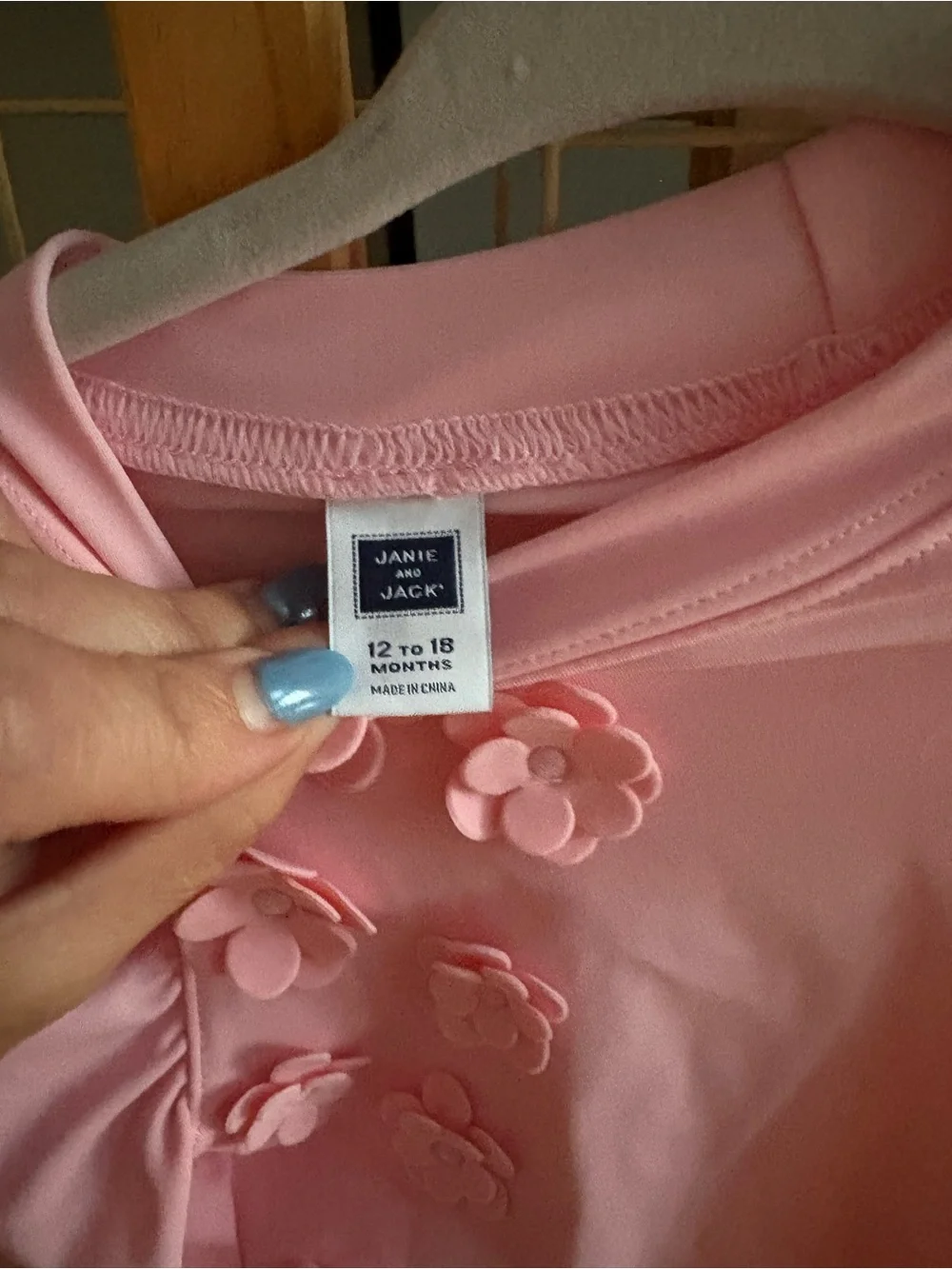 Janie and Jack Soft Pink Floral-Appliqué rash guard